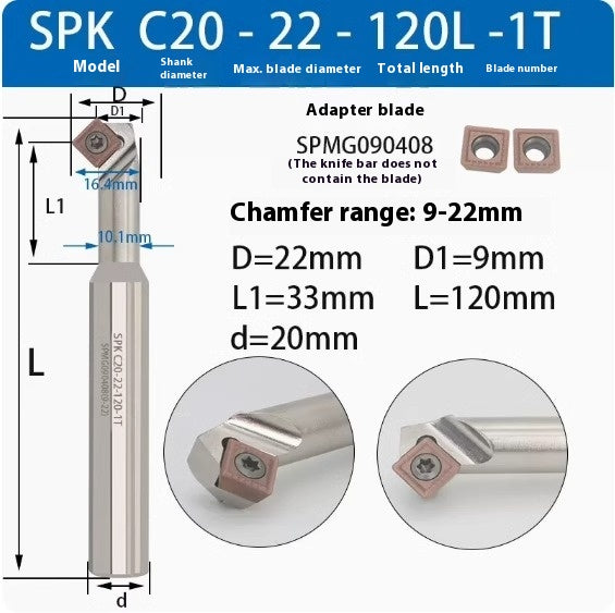 6037 45 degree inside and outside positive and negative chamfering cutter CNC rounding chamfering cutter SD SPK upper and lower bore reverse pull chamfering cutter bar Shandong Denso Pricision Tools Co.,Ltd.